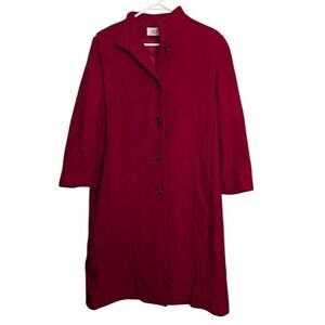 Vintage Beau Brem USA Long Dress Coat Wool‎ Red Glamour Quiet Luxury Old Money